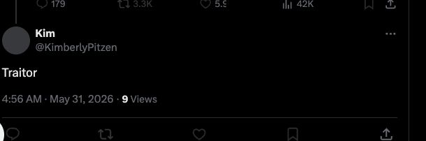 X post from Kim saying "Traitor."